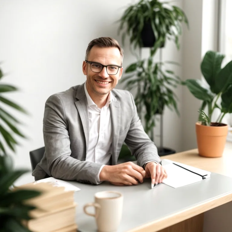 Business coach guiding client in office